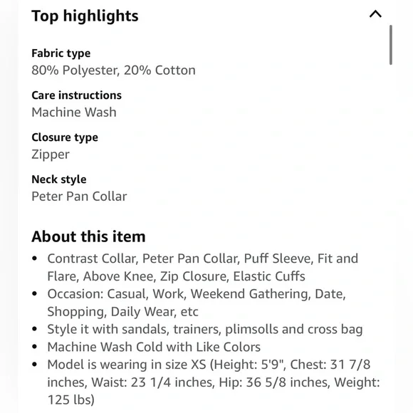 NWT PinUp Blue Dress with White Collar - Picture 8 of 9